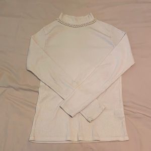 Turtleneck rib-knit slim fit tee (S)